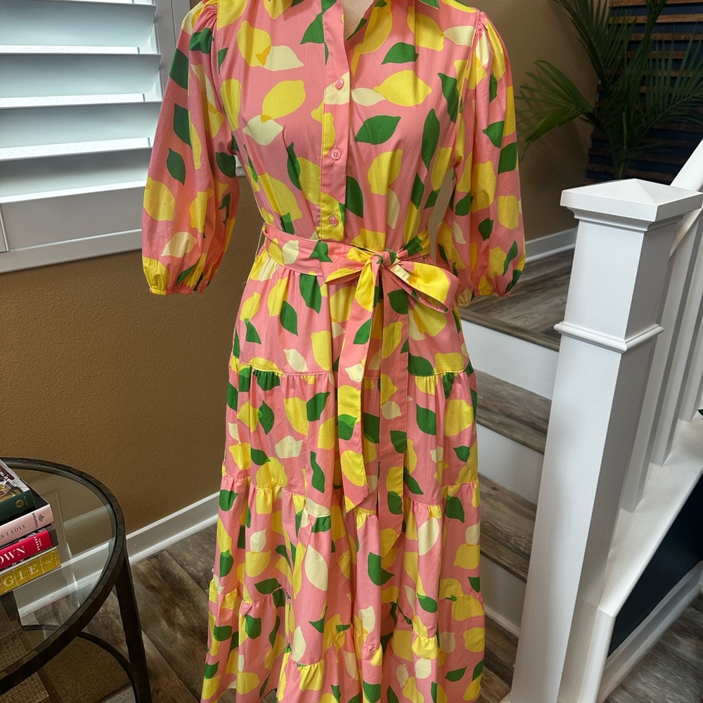 Kate Spade Yellow Pink Puff Sleeve Sundress
